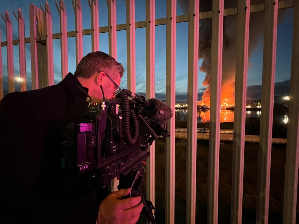 On-location filming for a broadcast documentary